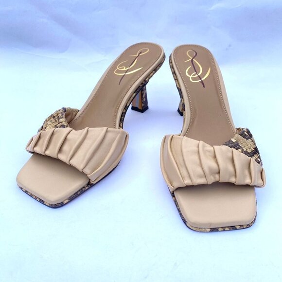 Sam Edelman Shoes - Sam Edelman Kittie Slides 3" Heeled Sandal Sz 6M Beige/Snakeprint NWOB $180